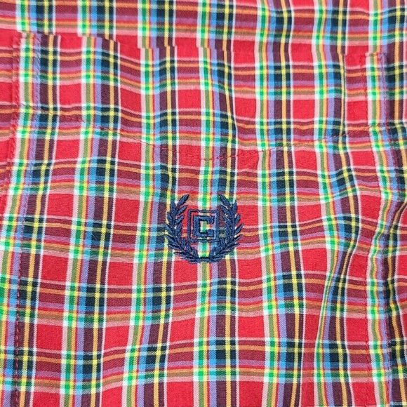 Chaps Men's SZ:M Red Blue Green Plaid Button Shirt - Picture 6 of 10